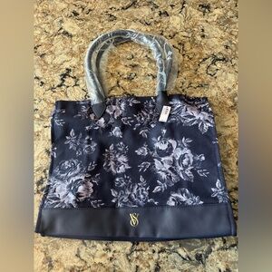 Victoria’s Secret Floral Book Tote Weekender Canvas Shoulder Bag New Purple